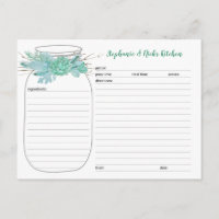 Suculentas tarjetas de recetas de ducha de novia M