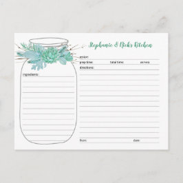 Suculentas tarjetas de recetas de ducha de novia M