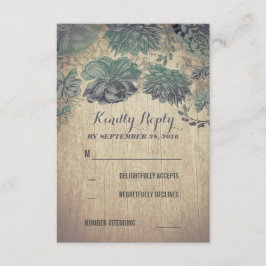 Suculentas tarjetas RSVP de boda rústica