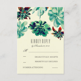 Suculentas tarjetas RSVP de Boda Verde azulada Bou