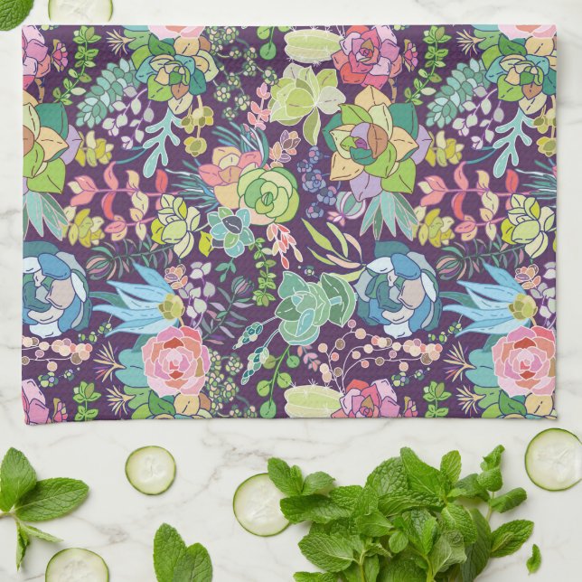 Suculentas toallas de cocina de jardín de cactus (Doblado)