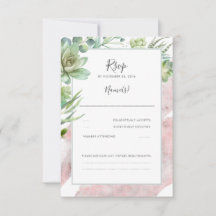 Suculentas verde Rosa Oro Boda moderna RSVP