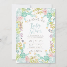 Suculento acuarela de jardín | Invitación de Baby
