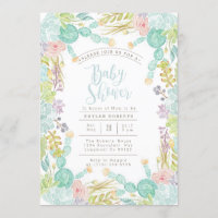 Suculento acuarela de jardín | Invitación de Baby 