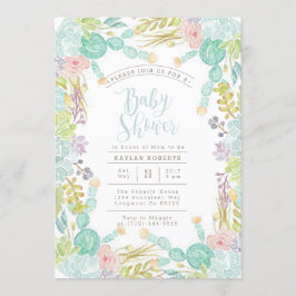 Suculento acuarela de jardín | Invitación de Baby