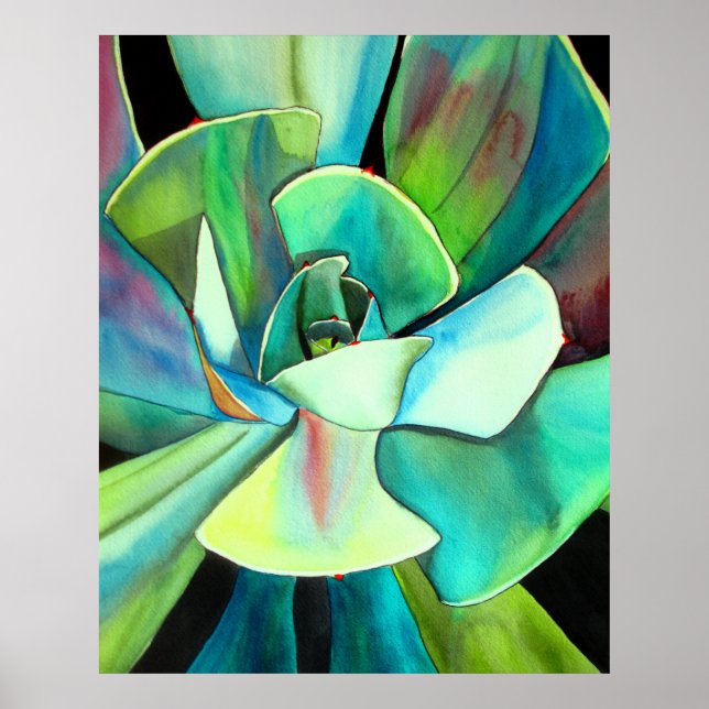 Suculento arte de pintura acuarela botánica (Frente)