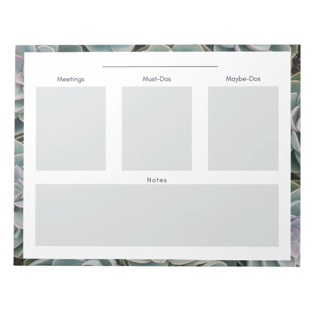 Suculento Bloc de notas de planificación diaria (Frente)