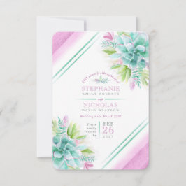 Suculento boda verde rosa RSVP