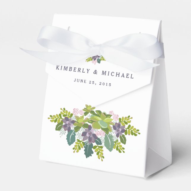 Suculento Bouquet II Caja de Favor de la Boda Flor (Front Side)