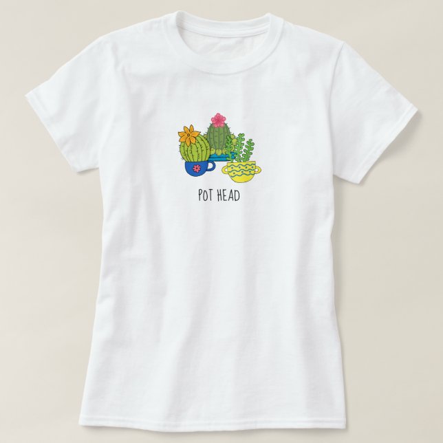 Suculento Camiseta De Cabeza De Pot (Diseño del anverso)