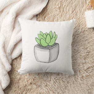 Suculento Cojín decorativo vegetal dibujado a mano