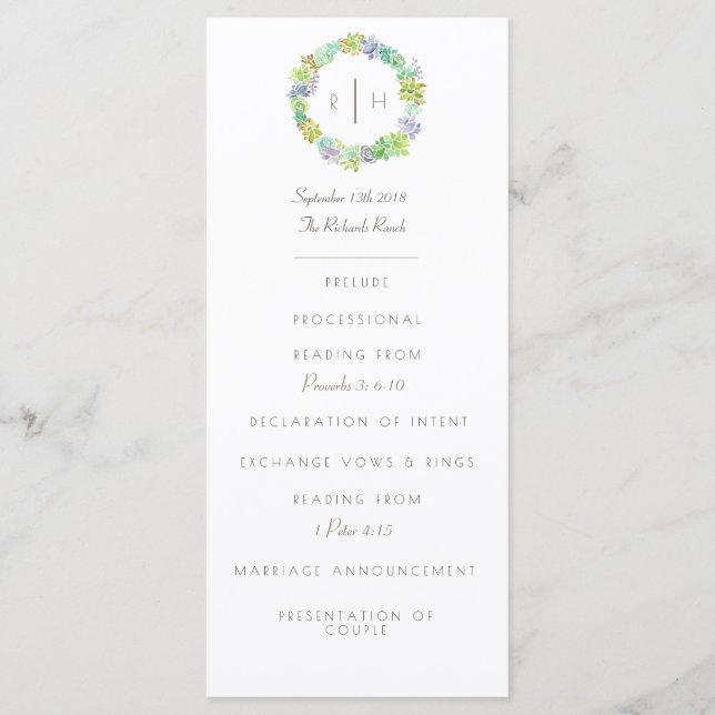 Suculento color de agua bliss | Inicial | Programa (Anverso)