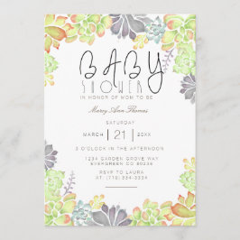 Suculento color de agua bliss | Invitación de Baby