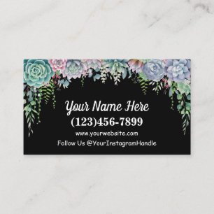 Suculento diseño con tarjeta de visita de planta