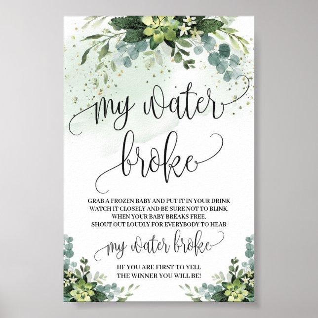 Suculento Mi señal de la mesa rota de agua (Frente)