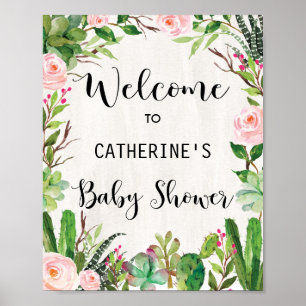 Suculento Poster de la señal de bienvenida de Baby