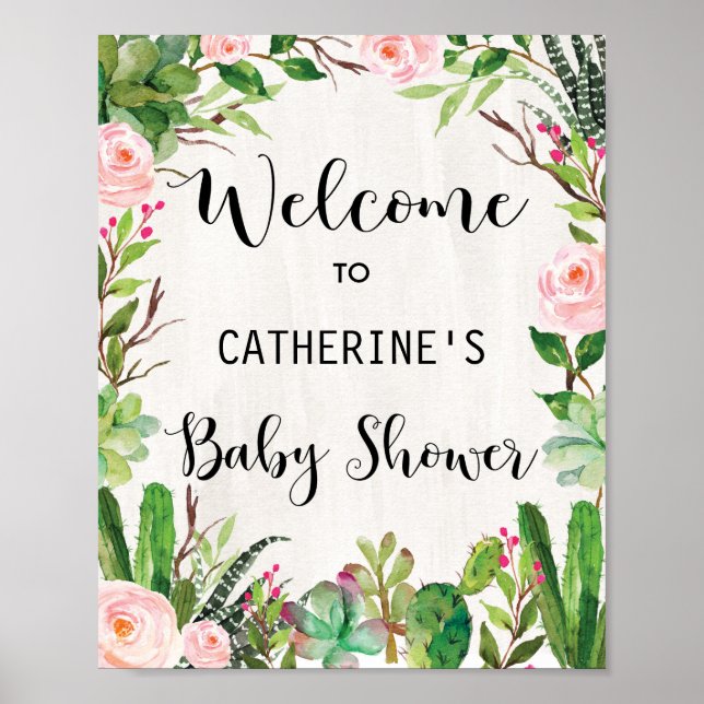 Suculento Poster de la señal de bienvenida de Baby (Frente)