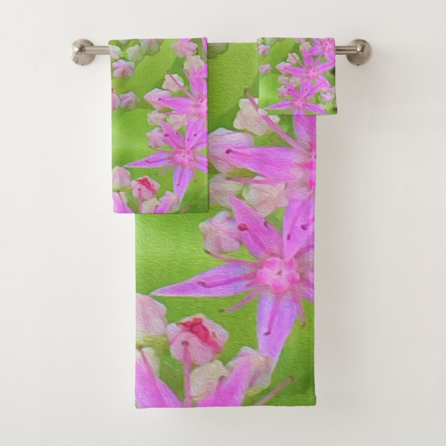 Suculento sedum rosa caliente con hojas verdes flo (In situ)