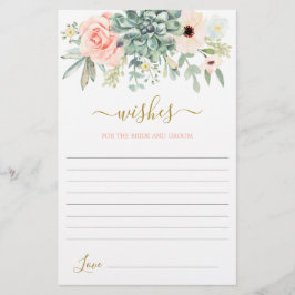 Suculentos deseos para la tarjeta de novia