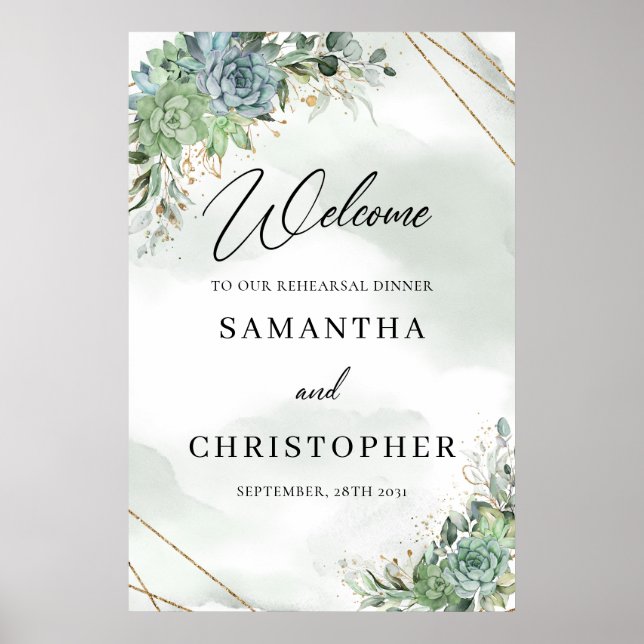 Suculentos eucalipto Bienvenido a la señal del ens (Frente)