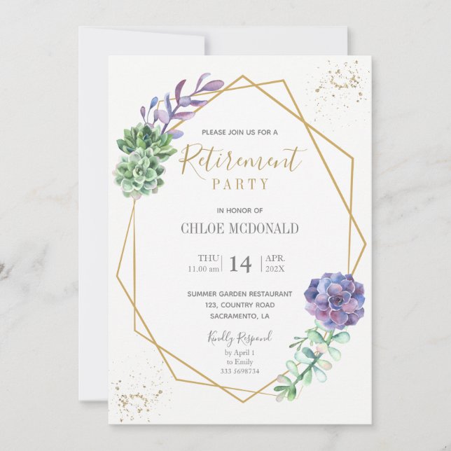 Suculentos morados Invitación del Partido de la Ju (Anverso)