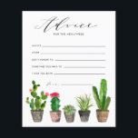Suculentos Potentes y Tarjeta de Asesoramiento del<br><div class="desc">Pida a los clientes que dejen sus consejos y buenos deseos con esta tarjeta de consejo de personalizable. Cuenta con colgaduras de agua con succulentos y cactus. Personalice agregando nombres. Esta tarjeta de consejo del boda de cactus está disponible en otras cajas.</div>