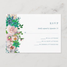 Suculentos y flores de acuarela verde | RSVP