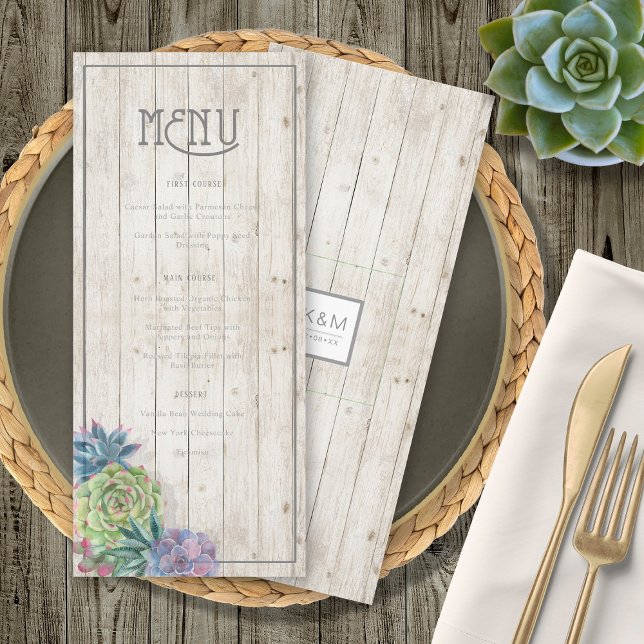 Suculents and Rustic Wood Boda Menu ID515 (Subido por el creador)