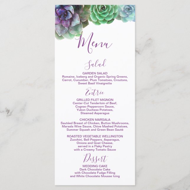 Sucultores de acuarela | Menú Boda (Anverso)