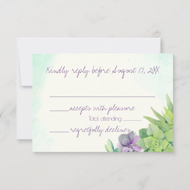 Sucultores de color de agua Boda RSVP (Anverso)