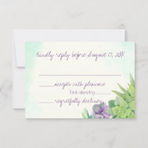 Sucultores de color de agua Boda RSVP