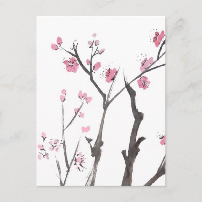 Sucursales con flores de ciruela en la postal de p (Anverso)
