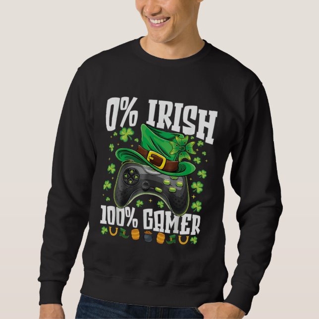 Sudadera 0 Irish 100 Gamer  St Patricks Day Video Games Boy (Anverso)