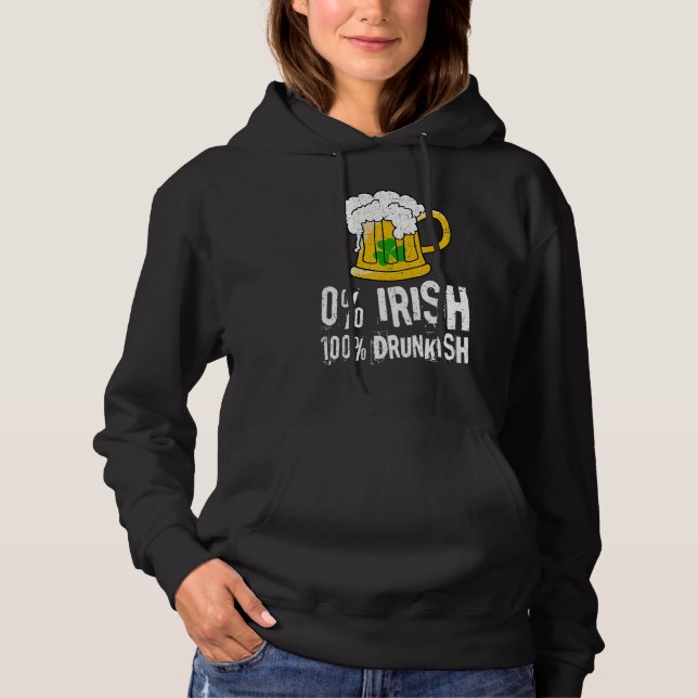 Sudadera 0 Irlandés 100 Borracho Borrador De Cerveza Shamro (Anverso)