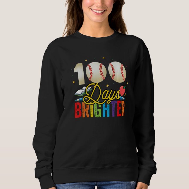 Sudadera 100 Days Brighter Baseball For Teachers And Kids S (Anverso)