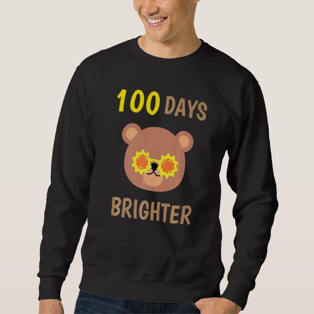 Sudadera 100 Days Brighter Of School Cute Bear With Sunglas (Anverso)