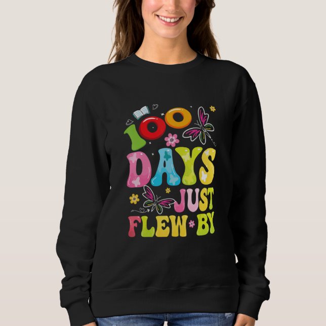 Sudadera 100 Days Just Flew By Butterfly 100th Day of Schoo (Anverso)