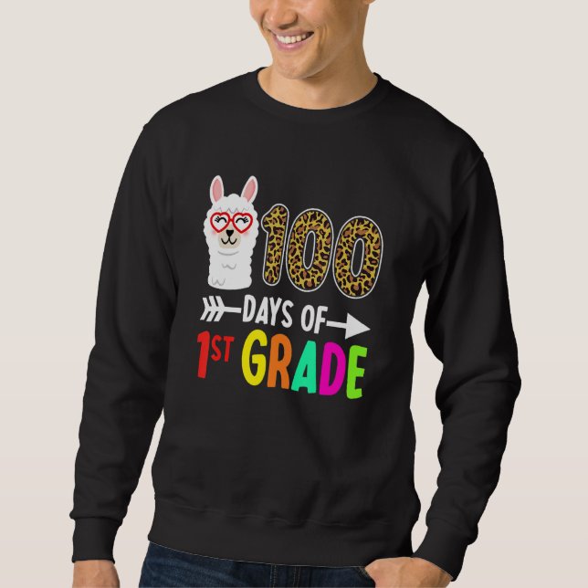 Sudadera 100 Days Of 1st Grade Llama Kids 100th Day Of Scho (Anverso)