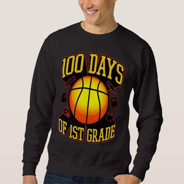 Sudadera 100 Days Of 1st Grade Themed Basketball Player (Anverso)