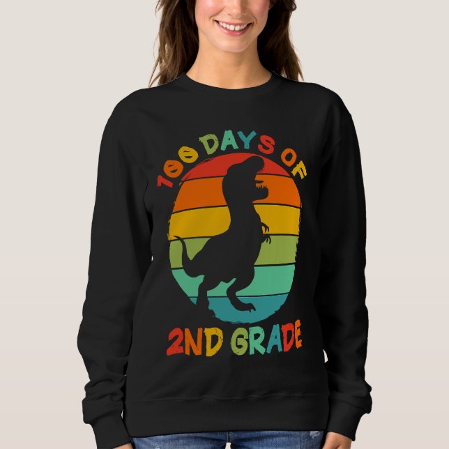 Sudadera 100 Days Of 2nd Grade 100 Days Of School Rex Dinos (Anverso)