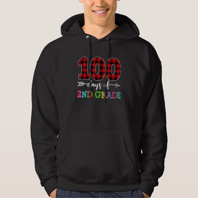 Sudadera 100 Days of 2nd Grade  Plaid Red 100th Day of Scho (Anverso)