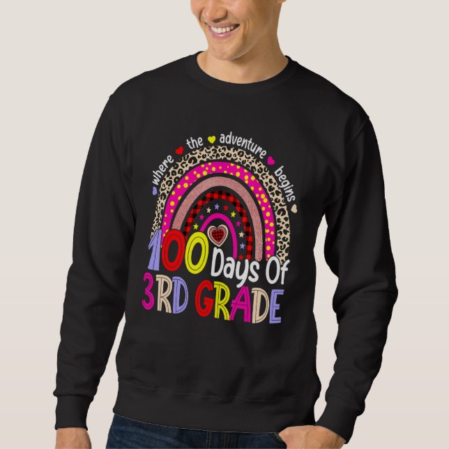Sudadera 100 Days Of 3rd Grade 100th Day Of School Rainbow  (Anverso)