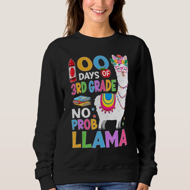 Sudadera 100 Days of 3rd Grade No Probllama 100th Day Girls (Anverso)