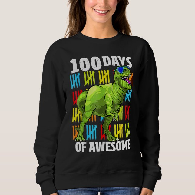 Sudadera 100 Days of Awesome Dinosaur Rex Boys 100th Day Of (Anverso)