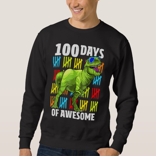 Sudadera 100 Days of Awesome Dinosaur Rex Boys 100th Day Of (Anverso)