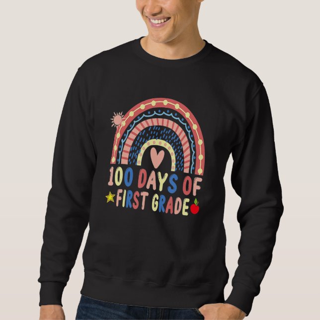 Sudadera 100 Days Of First Grade Leopard Rainbow 100th Day  (Anverso)