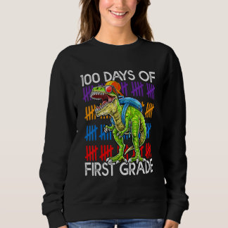 Sudadera 100 Days of First Grade School Dinosaur Dino Trex