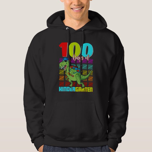 Sudadera 100 Days Of Kindergarten Dinosaur Rex Dinosaur  Bo (Anverso)