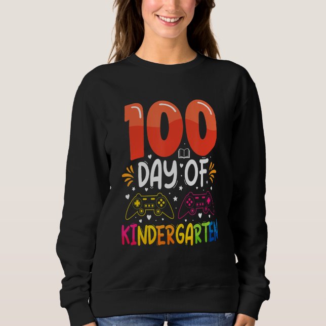 Sudadera 100 Days Of Kindergarten Gamer  100 Days Of School (Anverso)