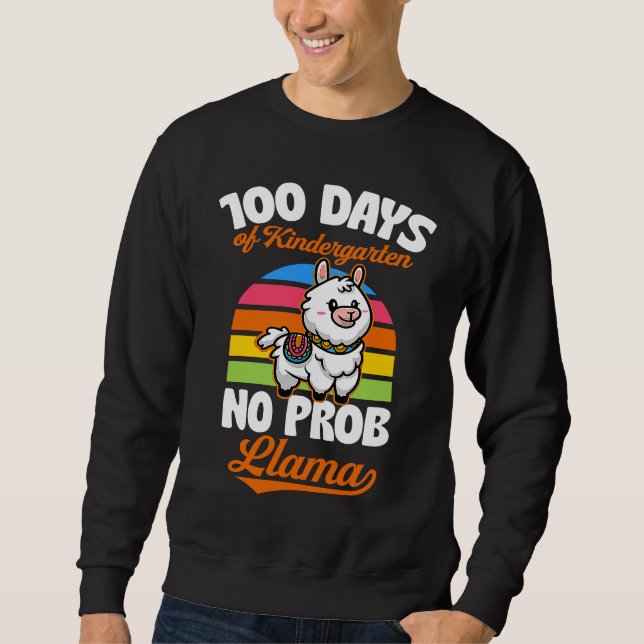 Sudadera 100 Days Of Kindergarten No Prob Llama Cute Animal (Anverso)